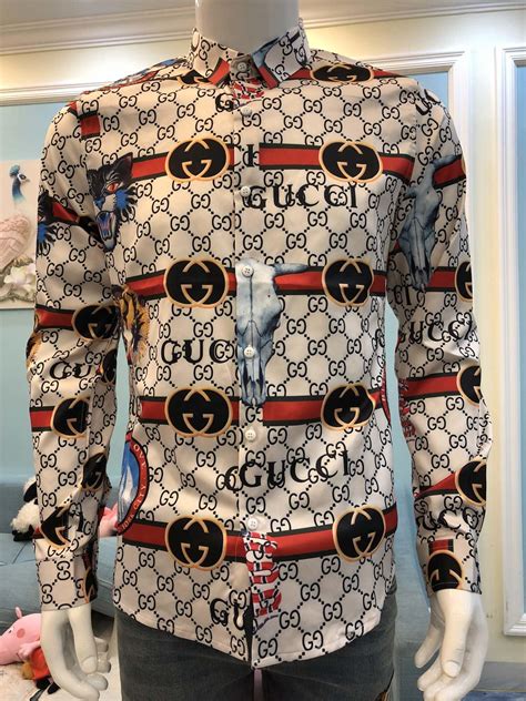 gucci mens white dress shirt|real gucci shirts for men.